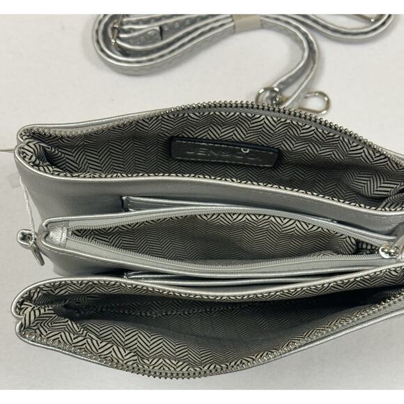 Jen & Co Riley Vegan Crossbody Purse w Shoulder Strap & Wristlet Silver Gray NWT - Picture 8 of 8
